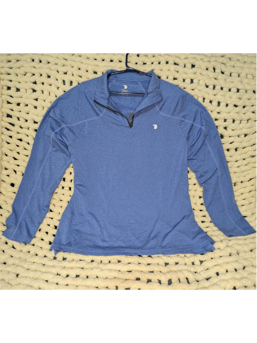 Men's TF Athletic Quarter Zip Pullover Blue Heather Performance Shirt 2XL